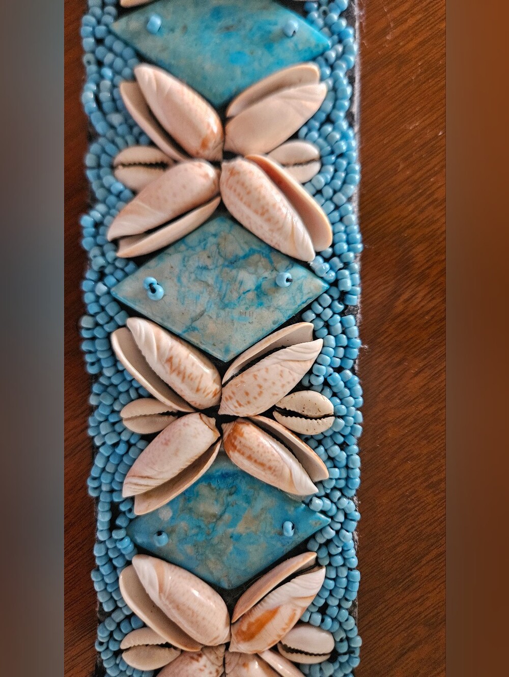 Turquoise Color Shell And Bead Belt M/L - Picture 3 of 3